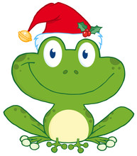 Happy Frog With Santa's Hat