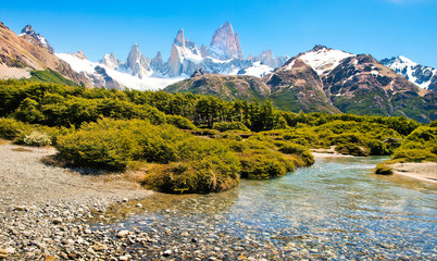 Wall Mural - Beautiful landscape with Mt Fitz Roy in Patagonia, South America