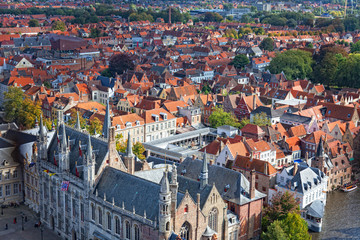 Wall Mural - top view to Bruges, Belgium