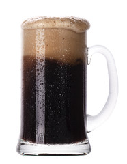 Wall Mural - Frosty glass of dark beer isolated