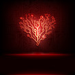 Vector circuit board background with heart.