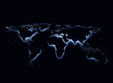 Fototapeta Mapy - Blue glow world map
