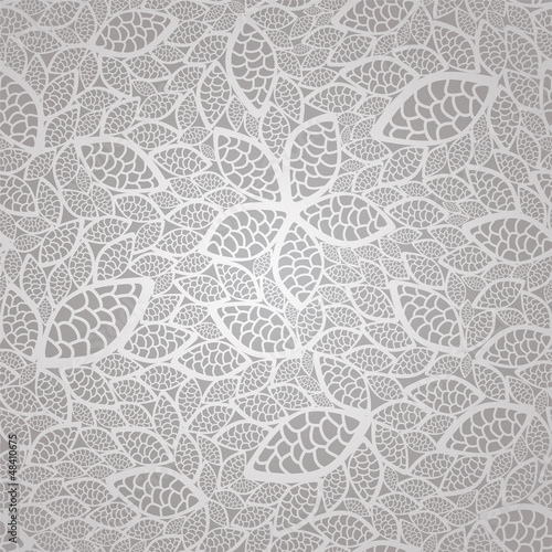 Obraz w ramie Seamless silver lace leaves wallpaper pattern