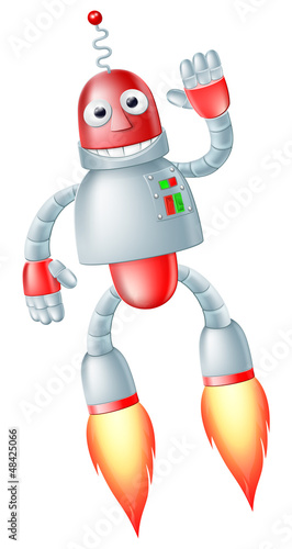 Naklejka - mata magnetyczna na lodówkę Cute flying robot man