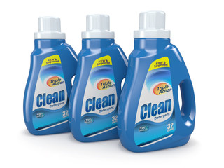 Plastic detergent bottles. Cleaning products.