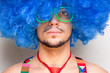© Eugenio Marongiu - Funny guy naked with blue wig and red tie