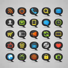 Aufkleber - Modern media icons in clouds collection