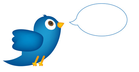 Fototapete - Blue bird with speech bubble