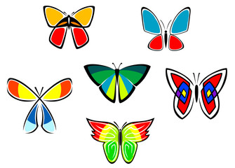 Sticker - Colorful butterfly icons and tattoos