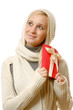 © lenets_tan - Woman with gift,isolated on white background