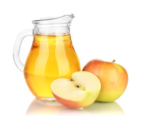 Canvas Print - Full jug of apple juice and apple isolated on white