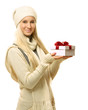 © lenets_tan - Woman with gift,isolated on white background