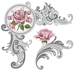 Wall Mural - Corner piece ornament of roses