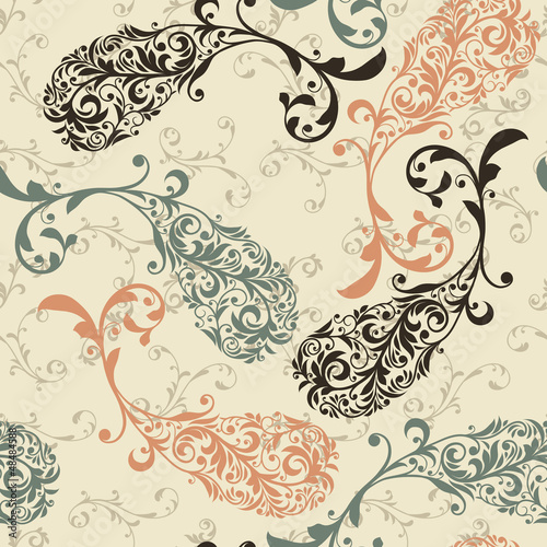 Tapeta ścienna Wektor bez szwu zima wzór z ornamentem paisley