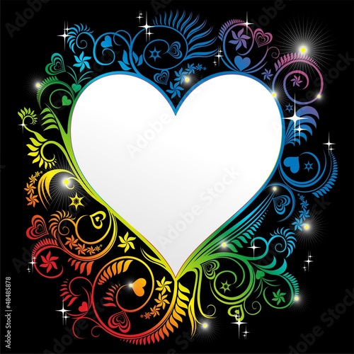 Heart Frame Psychedelic Design-Cuore Psichedelico Cornice-Vector