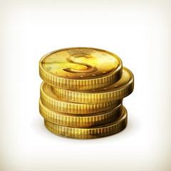 Wall Mural - Stack of coins, old-style isolated