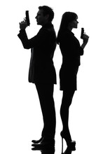 Couple Woman Man Detective Secret Agent Criminal  Silhouette