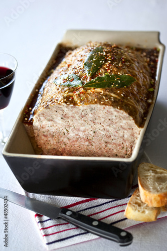 Obraz na płótnie canvas Pasztet, terrine, mięso, wieprzowina, mięso, jedzenie, kuchnia