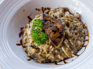 Risotto with mushroom and foie gras