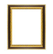 Gold wood frame isolated on white background