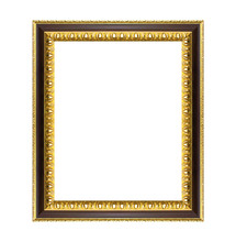 Gold Wood Frame Isolated On White Background