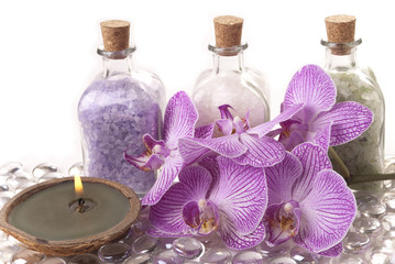  Salt, candle and orchid
