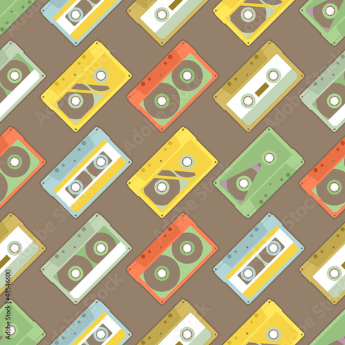 Fototapeta na wymiar Pattern with cassettes - 2