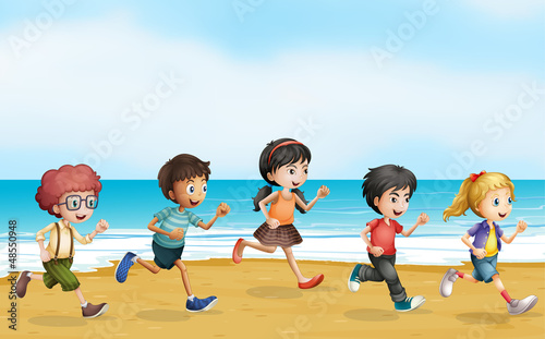 Plakat na papierze fotorealistycznym Biegnące dzieci