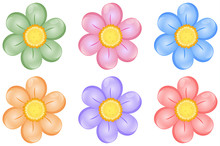 A Set Of Colorful Flowers