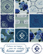 Parisian Themed Seamless Vector Foral Patterns and Icons.