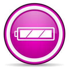 Aufkleber - battery violet glossy icon on white background