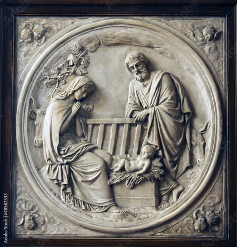 Board z aluminiowym obramowaniem Szopka bożonarodzeniowa, Saint Etienne z Mont Church, Paryż.