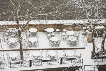 Wall Mural - Empty restaurant in winter