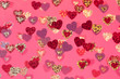 Abstract background selective focus pink hearts Valentine's Day