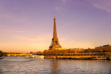 Wall Mural - Eiffel tower at sunrise, Paris.