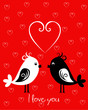 Happy Valentines Day card with birds