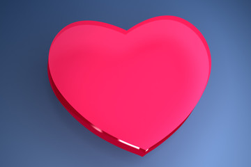 Wall Mural - pink heart shape on blue background