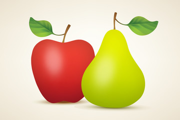 Wall Mural - Red apple and green pear