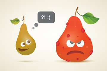 Wall Mural - Funny pear and angry pear