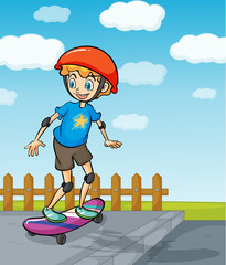 Wall Mural - A boy playing skatboard