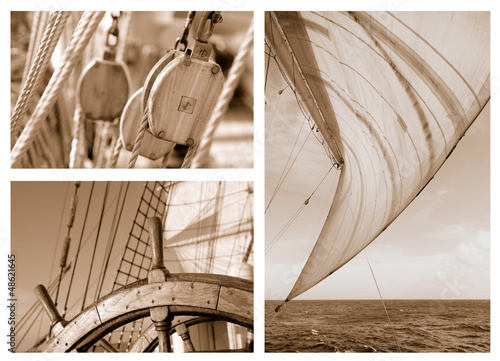 Naklejka na szybę Ropes and Rigging on a sail ship