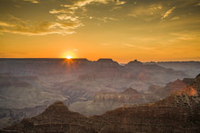 Colorful Sunrise Seen From Mathers Point At The Grand Canyon