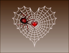 Vector Of A Valentine's Day Heart Shaped Spider Web
