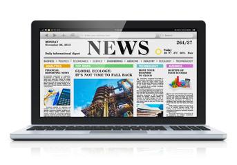 Poster - Laptop with business news site on screen