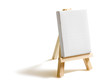 Blank canvas on easel isolated on white background