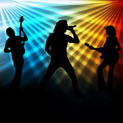 Wall Mural - Rock band vector background with neon lights