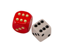 Red White Gamble Dice Six 6 Isolated On White