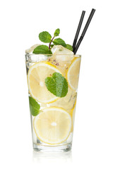 Sticker - Glass of lemonade with lemon and mint