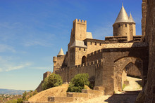The Walled Fortress City Of Carcassonne, Southern France
