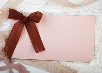 Wall Mural - Card with bow and laces